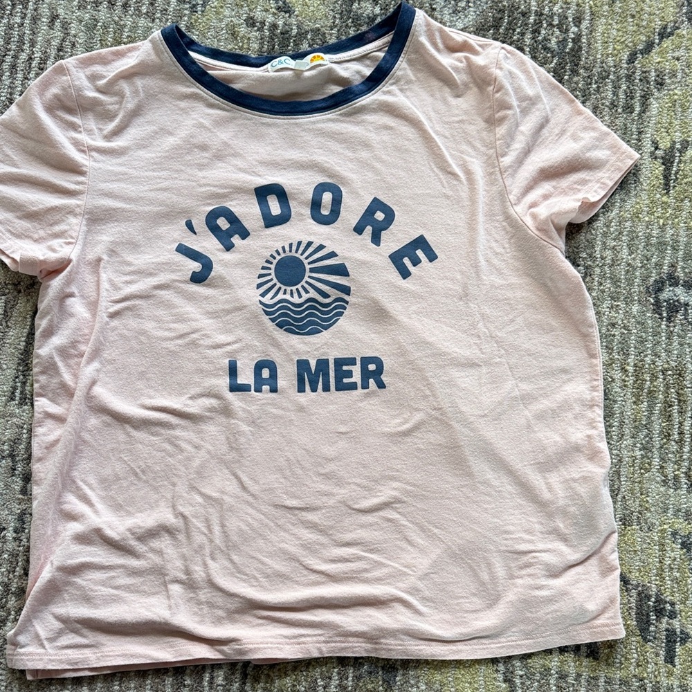 J'Adore La Mer Pink Graphic Ringer Tee C&C California